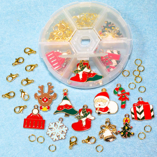 Festive DIY dangle charm box #2 - enamel Christmas charms, clasps & jump rings