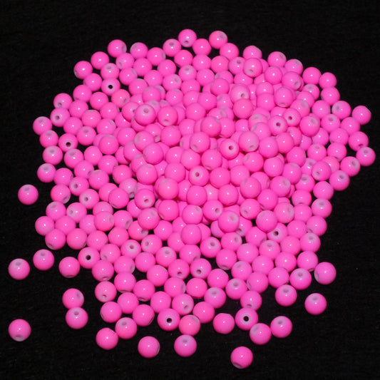 200pcs hot pink baked glass 6mm beads