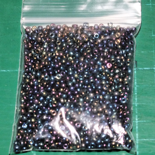 3mm iris peacock glass seed beads, 50g