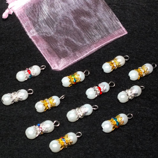 12-48 handmade festive mix glass pearl charms, 4 styles