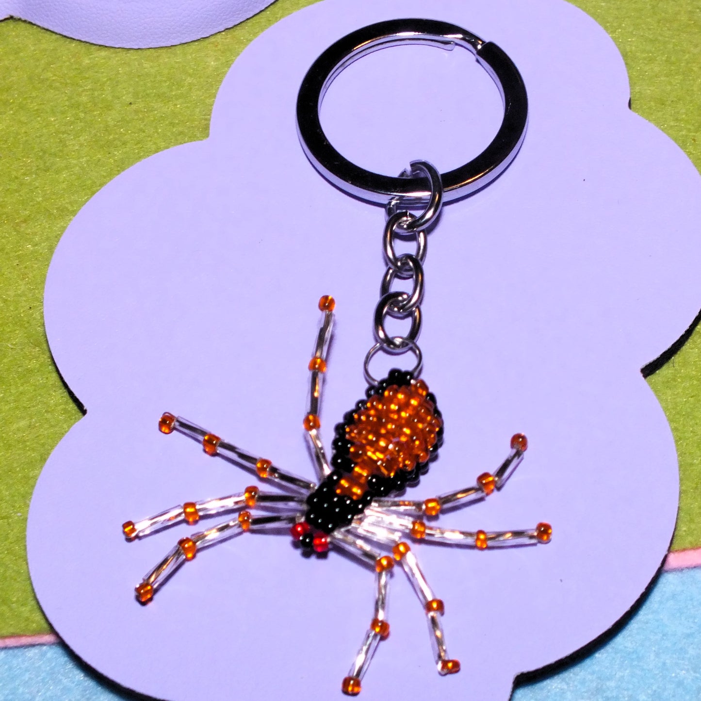 Beaded spider keyrings - your choice of colour! Halloween trick or treat gifts.