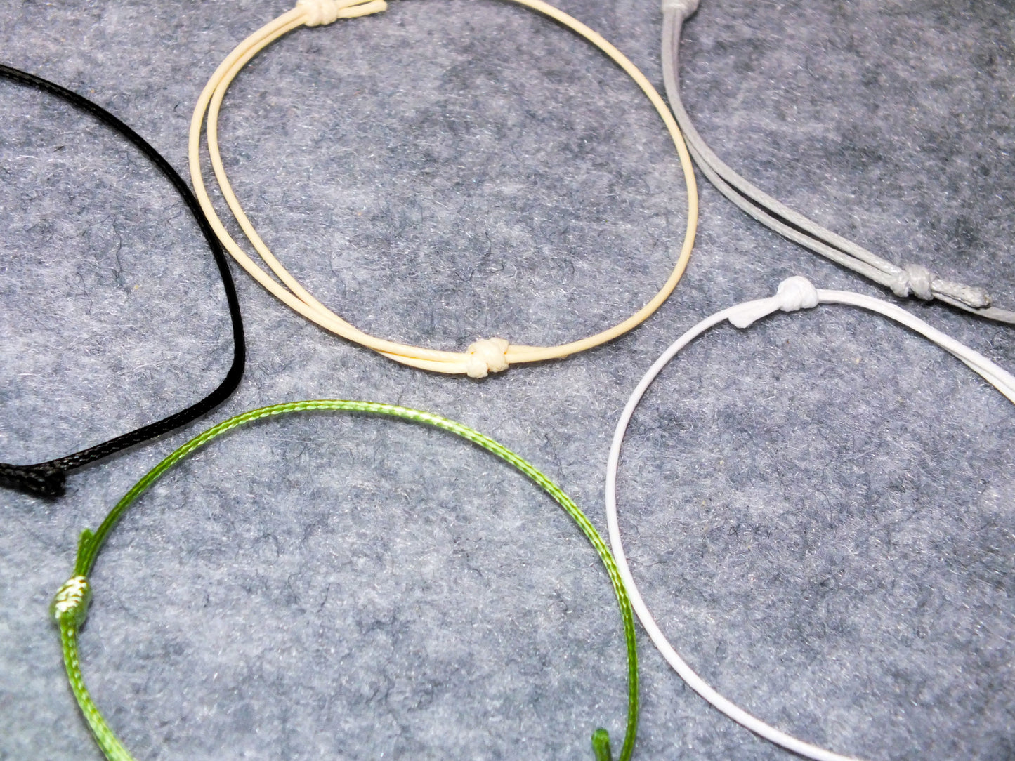 5 - 100 simple adjustable cord friendship bracelets, neutral mixed colours