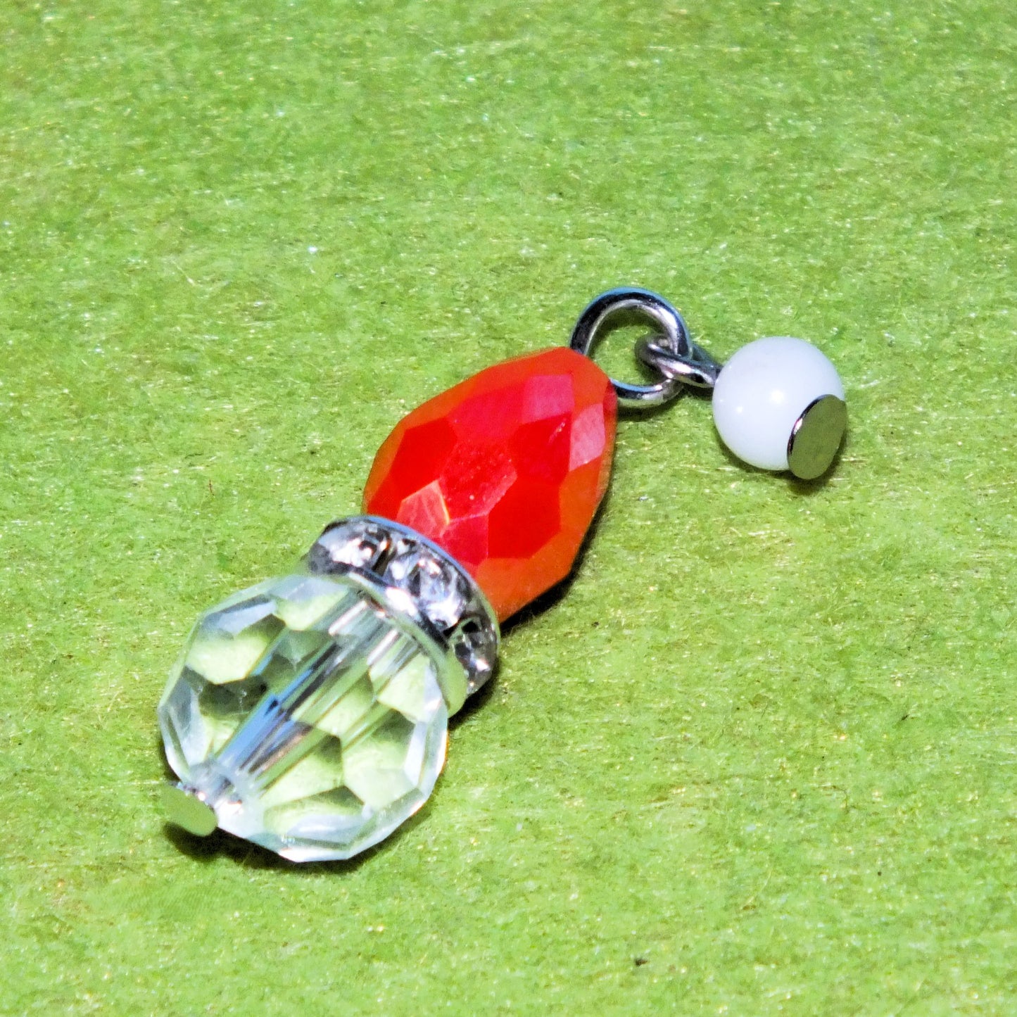 6pcs Handmade Glass Santa Hat Charms With Bobble