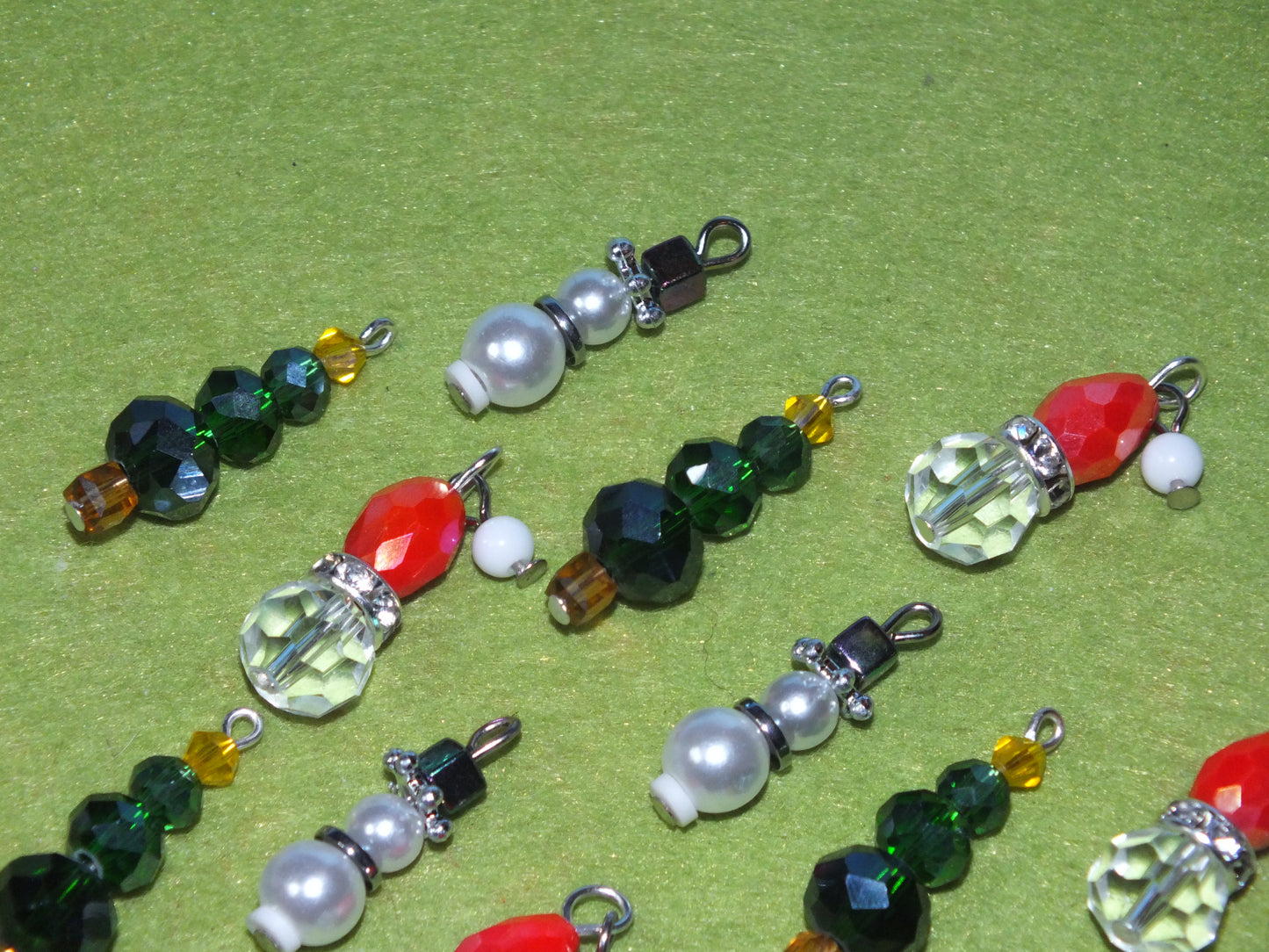 16pcs Mix Handmade Christmas Charms - Tree Presents Santa Snowman glass & acrylic