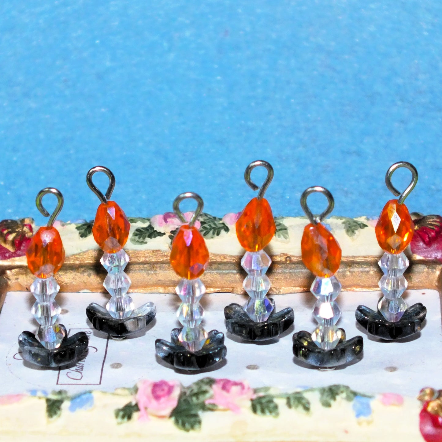6pcs Handmade Birthday or Christmas Candle Charms, Glass