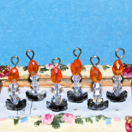 6pcs Handmade Birthday or Christmas Candle Charms, Glass