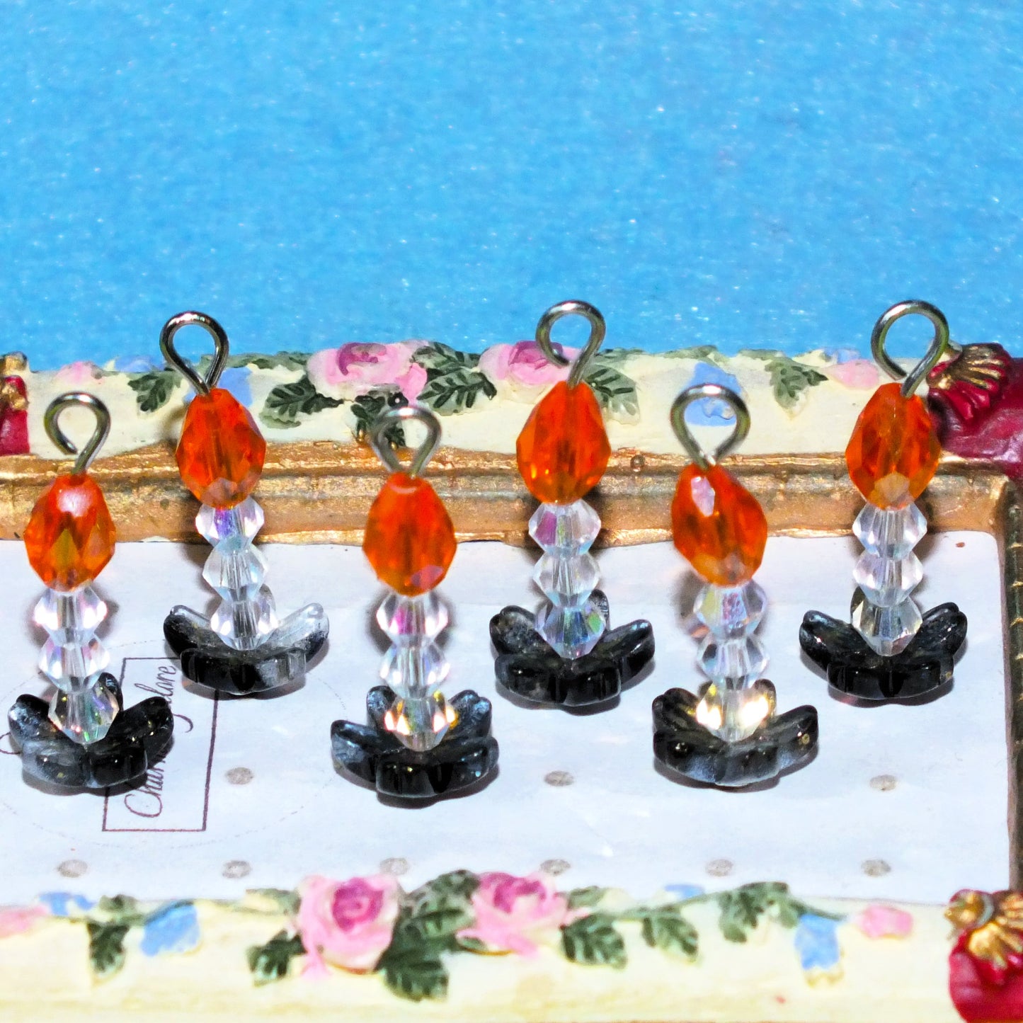 6pcs Handmade Birthday or Christmas Candle Charms, Glass