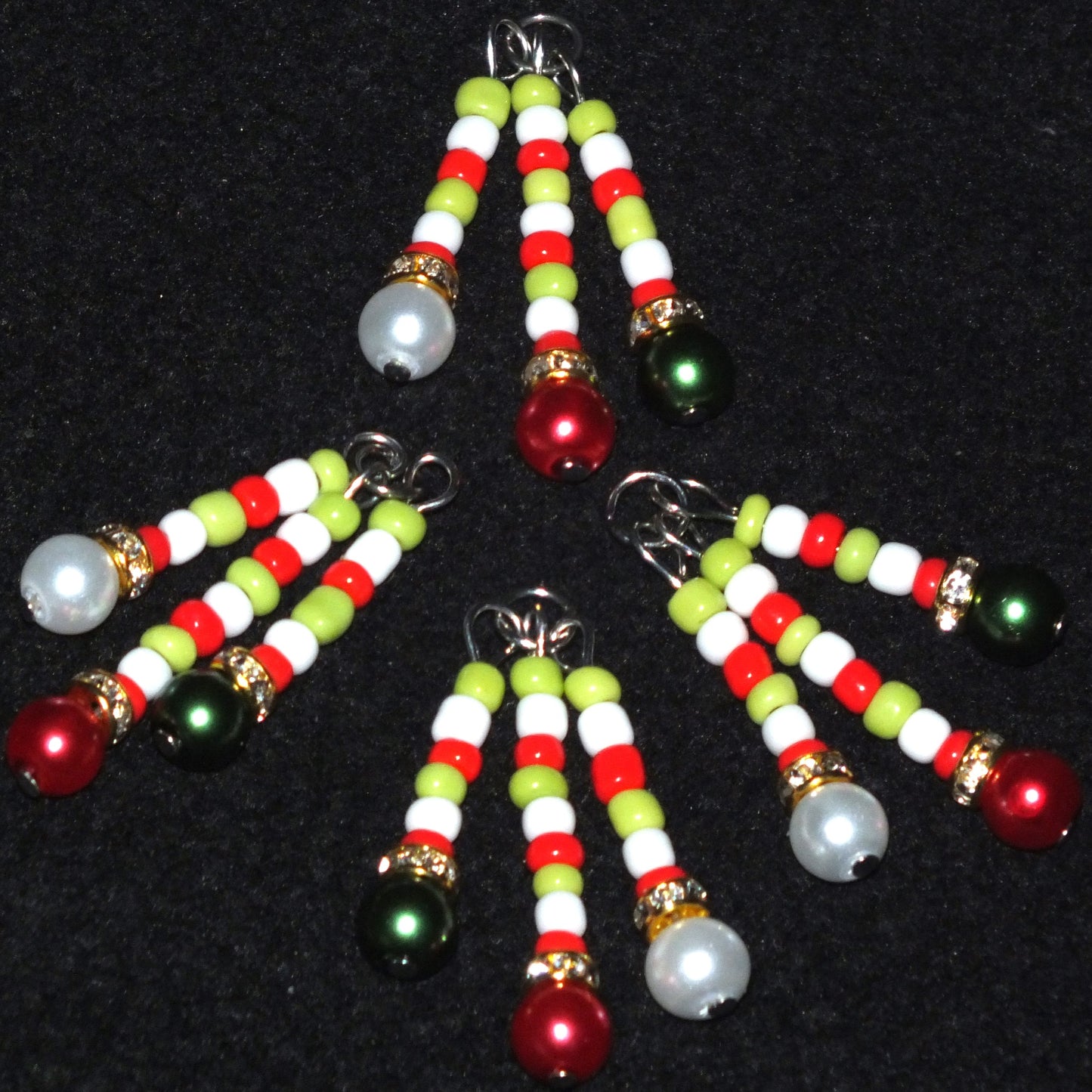 4pcs Handmade Christmas Candy Cane Bauble Charms