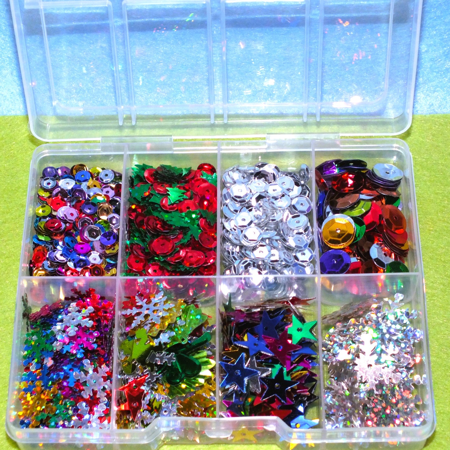 Christmas sequins, mixed box of toppers / embellishments for all sorts of crafts!