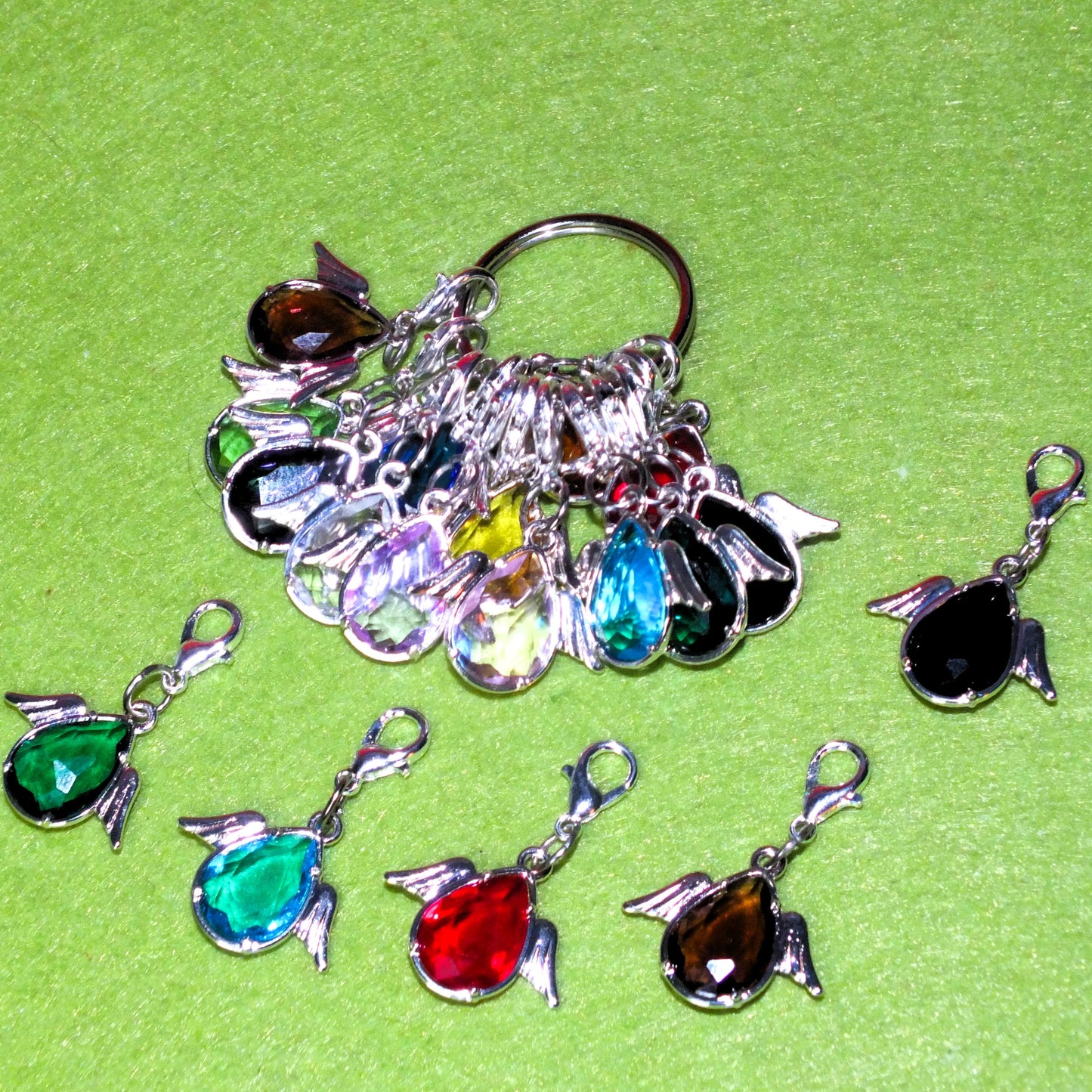 13pcs stitch markers, handmade mixed angel dangle charms