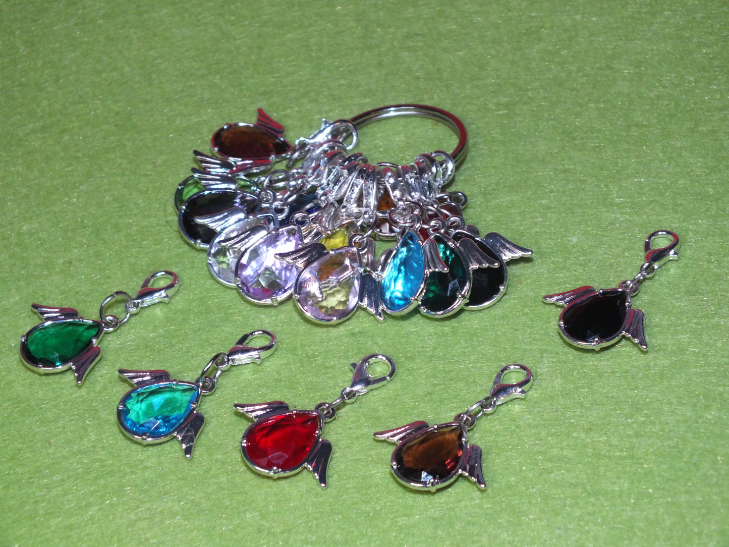 13pcs stitch markers, handmade mixed angel dangle charms