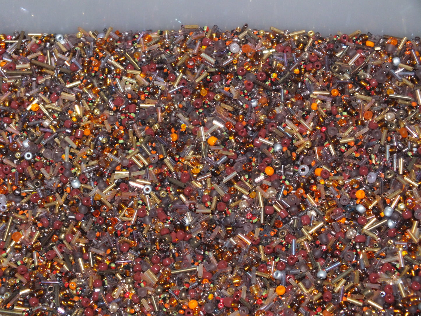 50g - 1kg Seed & bugle mixes - GOLDENROD mix, 1mm~7mm glass beads - brown, golden, orange