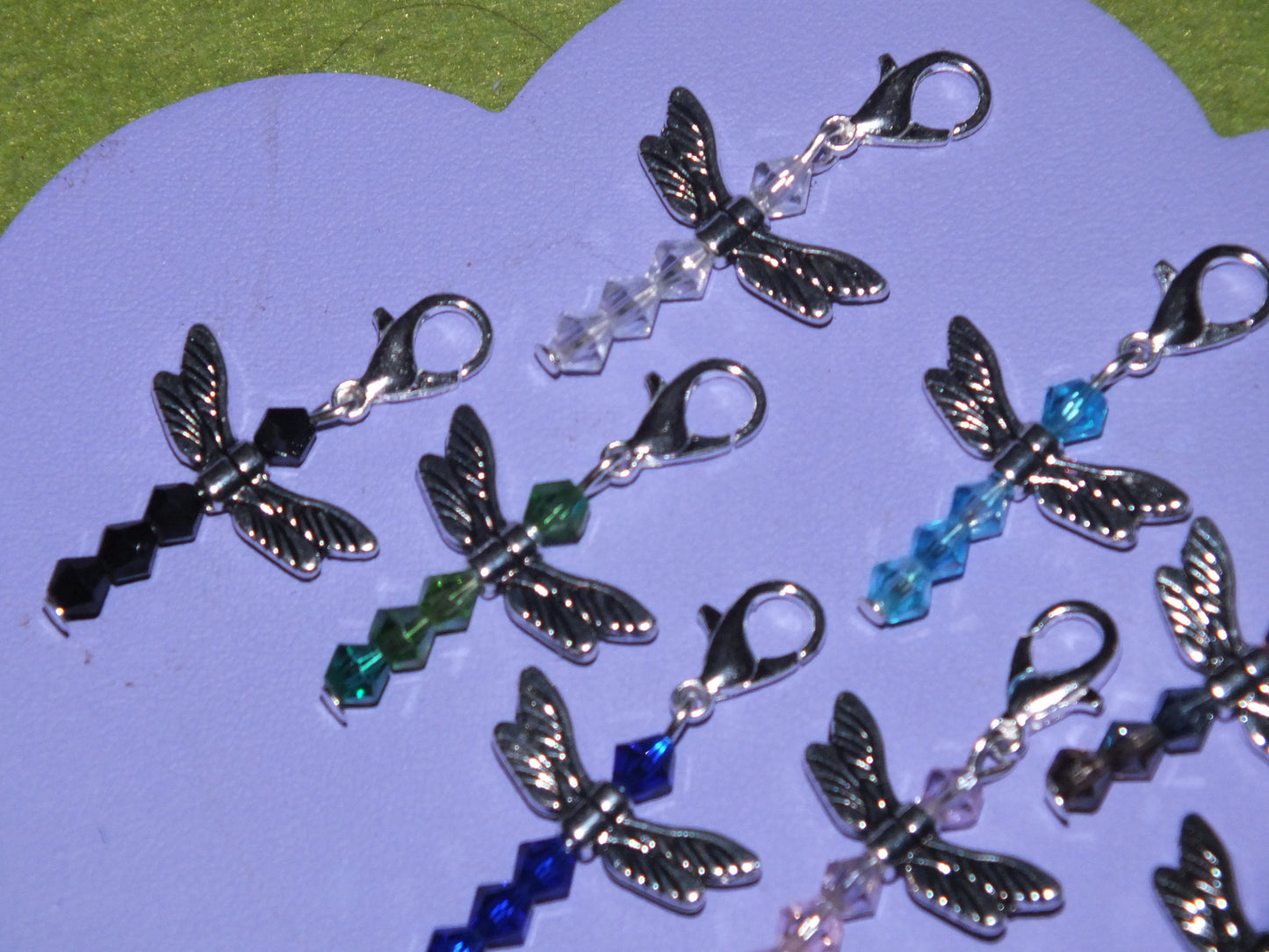 8 Handmade Glass Dragonfly Dangle Charms