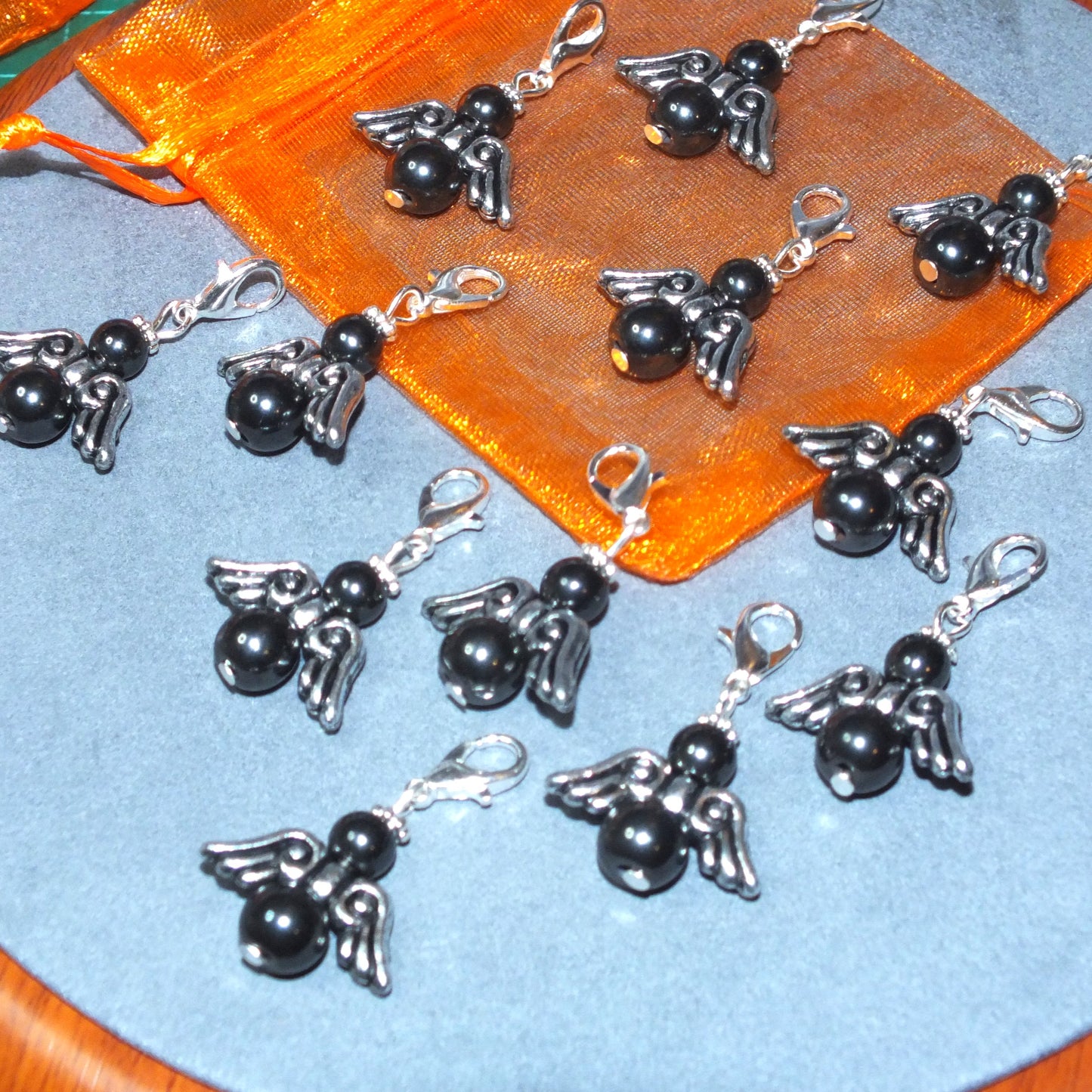 12pcs Magnetic Hematite Black Guardian Angel Charms
