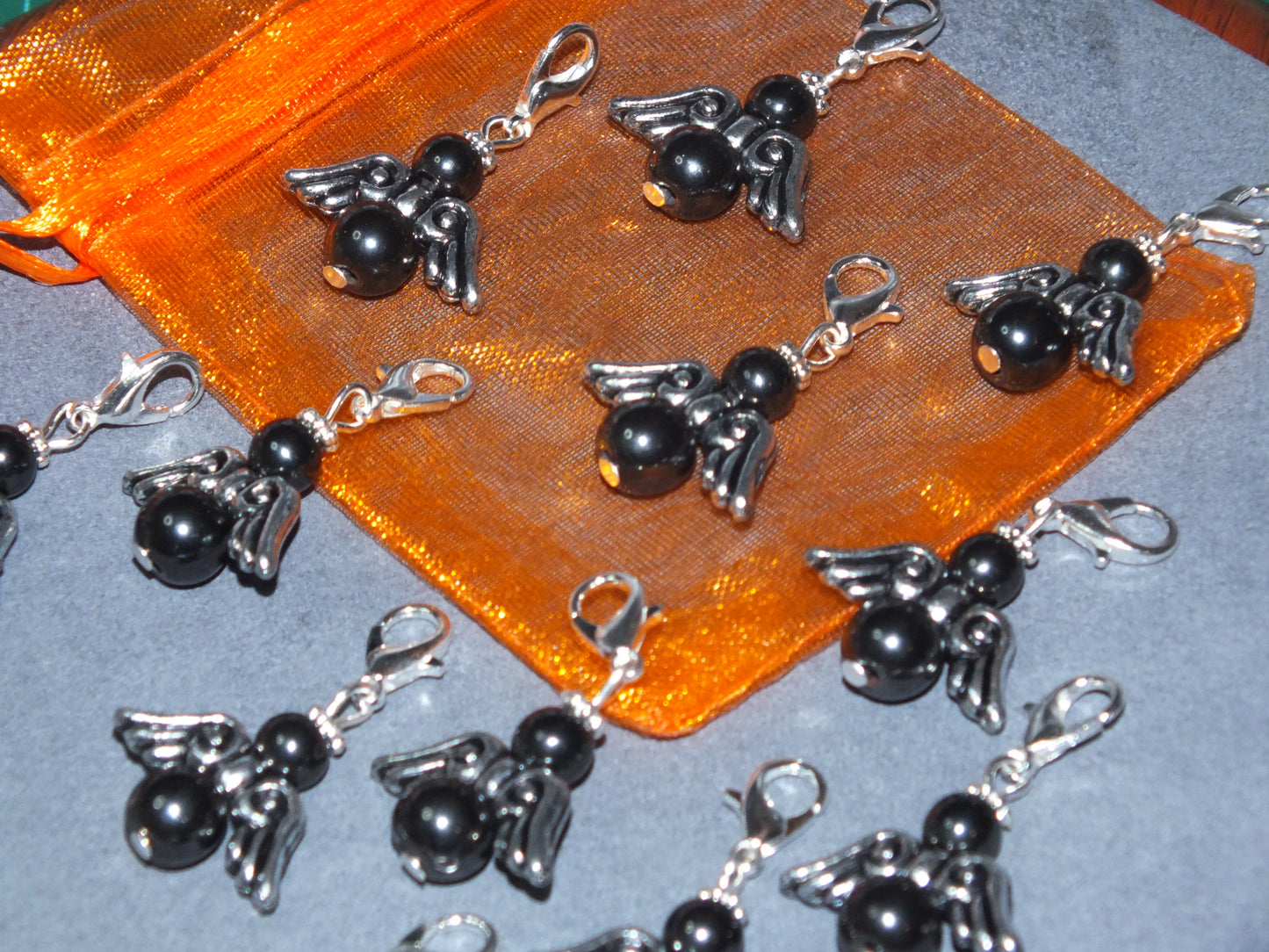 12pcs Magnetic Hematite Black Guardian Angel Charms