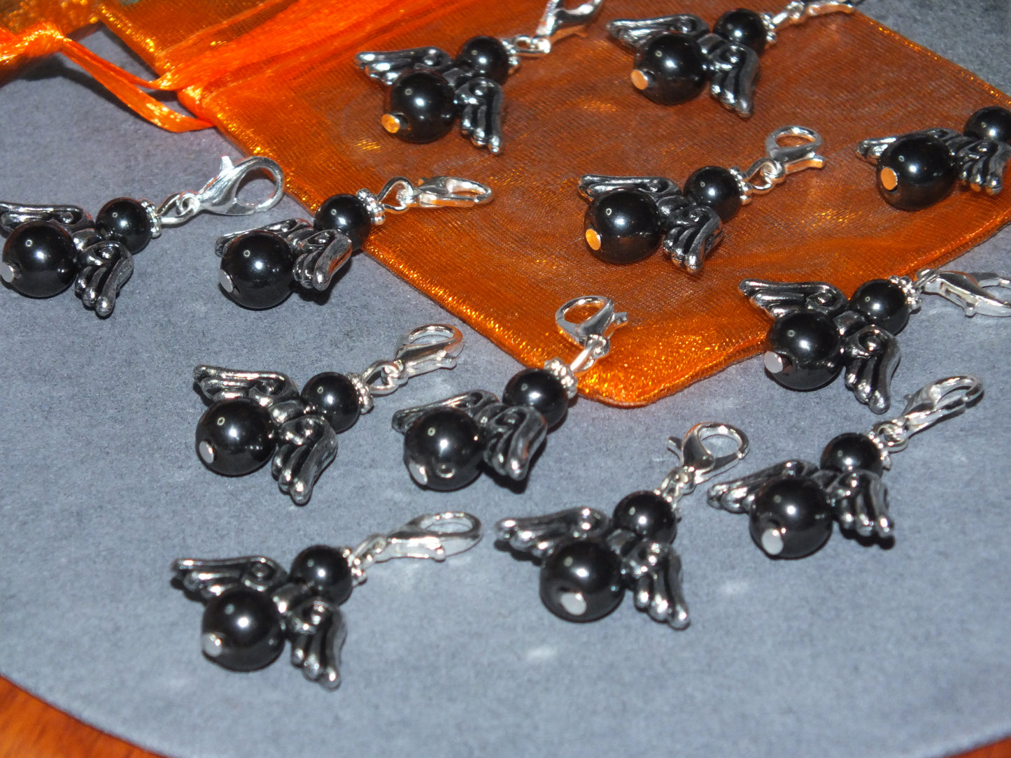 12pcs Magnetic Hematite Black Guardian Angel Charms