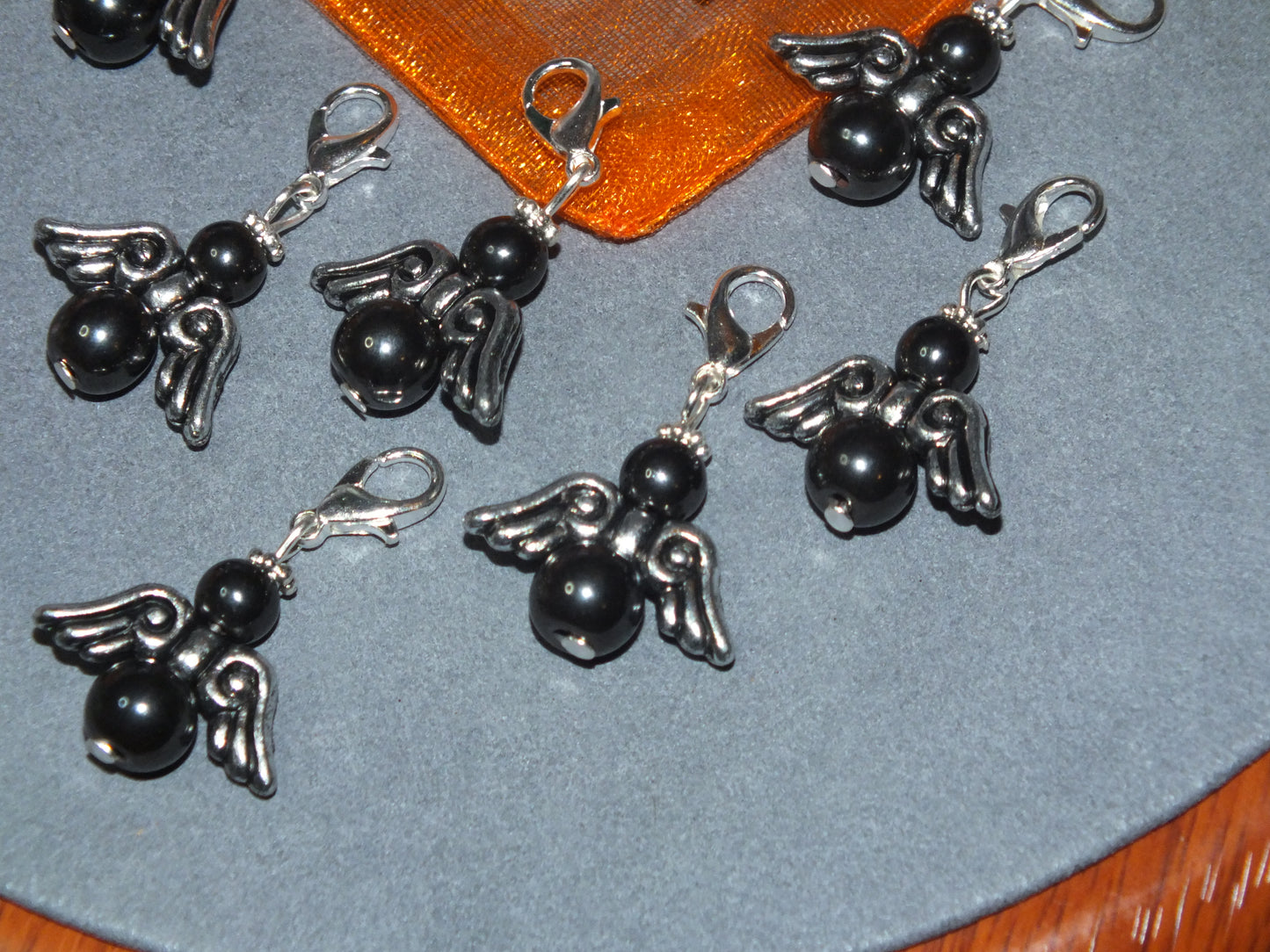 12pcs Magnetic Hematite Black Guardian Angel Charms
