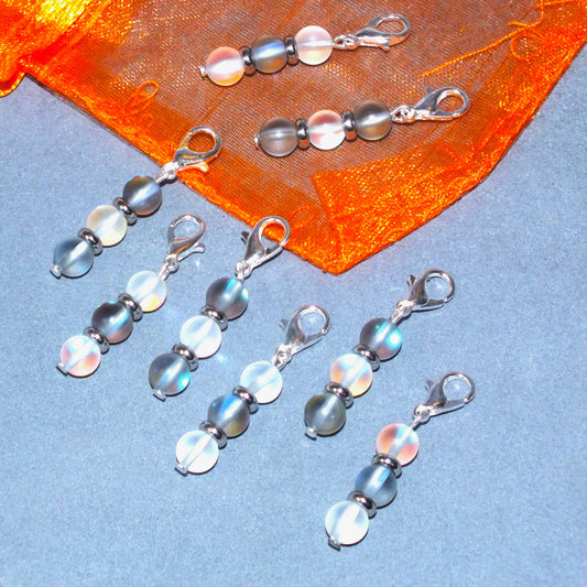 8pcs 'Elegance' handmade moonstone stitch markers / dangle charms