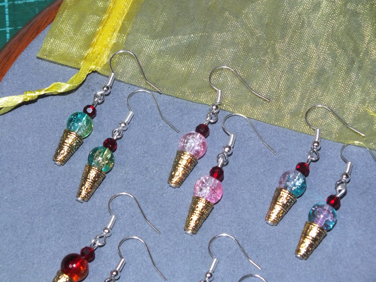 Handmade Ice Cream Cone Charms - also available as earrings!