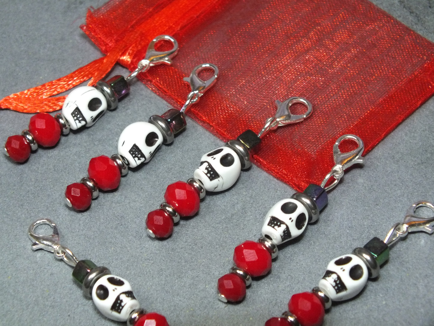 6pcs Handmade Skeleton Santa Dangle Charms