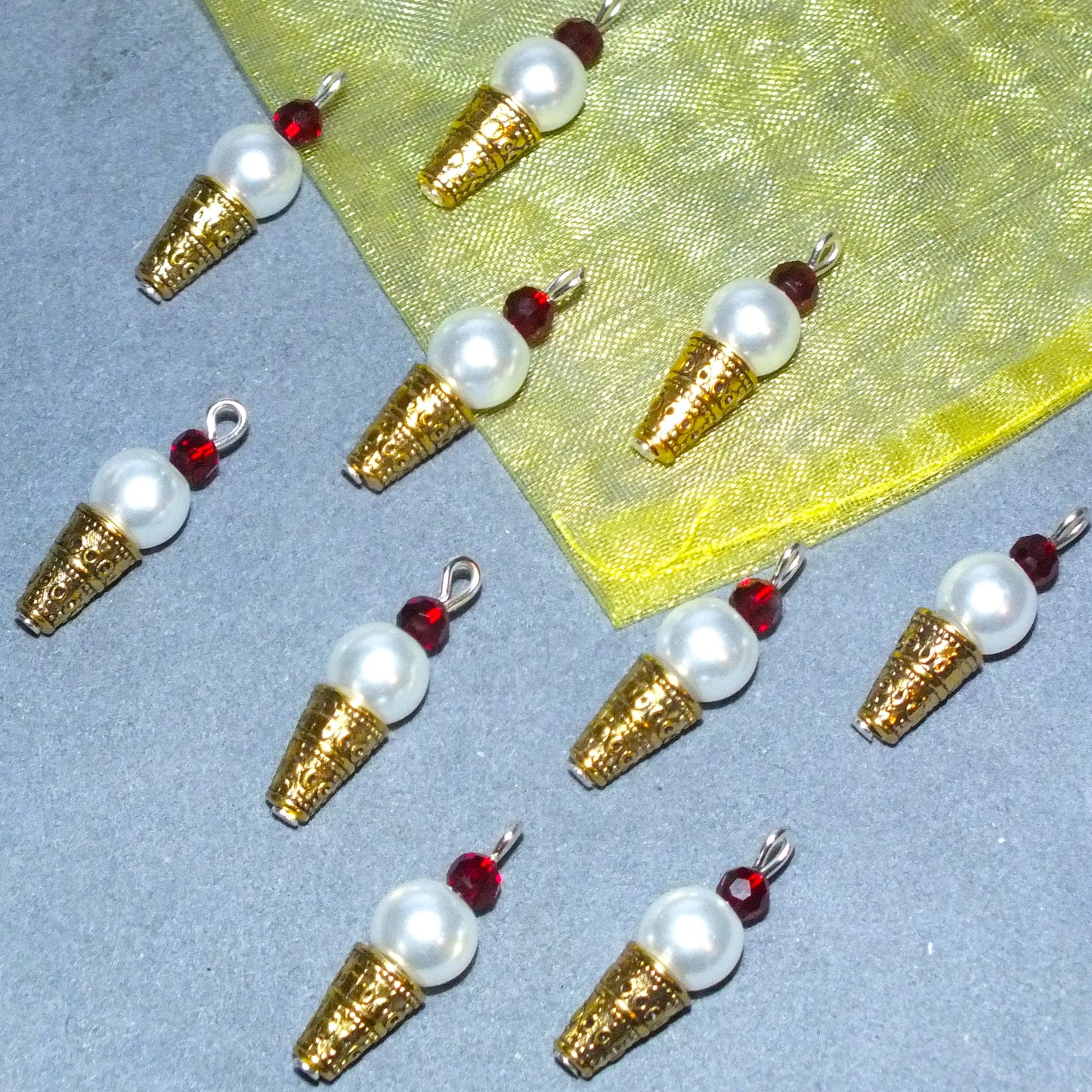 Handmade Ice Cream Cone Charms - White
