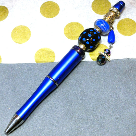 Handmade Angel Beaded Pen – Blue