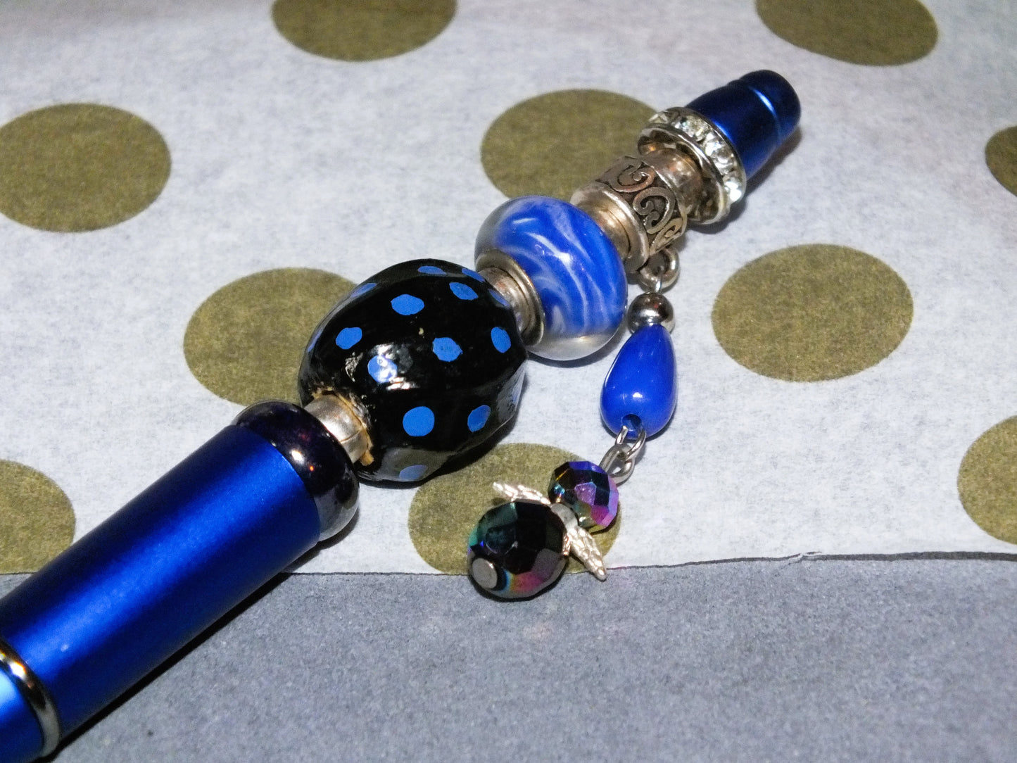 Handmade Angel Beaded Pen – Blue