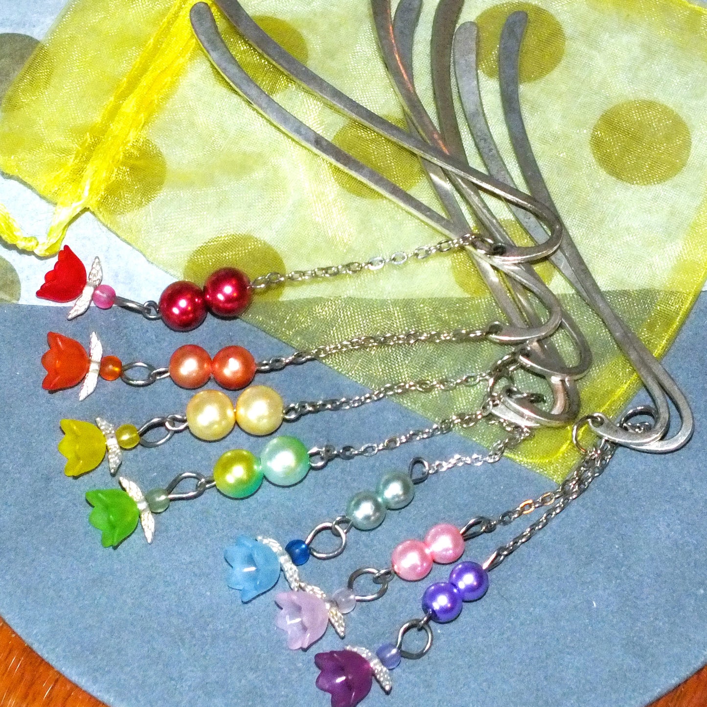 Set of 7 Handmade Rainbow Angel Bookmarks