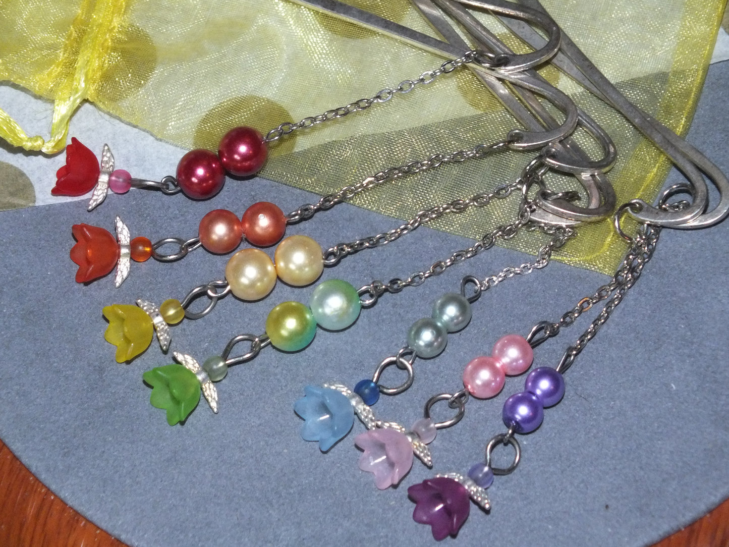 Set of 7 Handmade Rainbow Angel Bookmarks