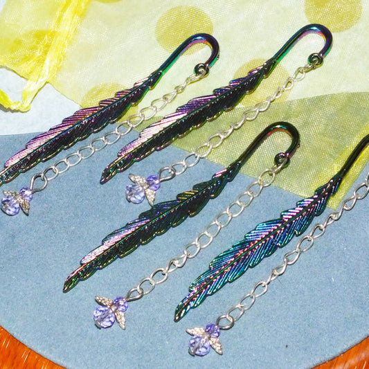 Set of 4 Handmade Angel Feather Bookmarks - Electroplated Finish