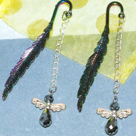 Set of 2 Handmade Angel Feather Bookmarks - Faceted
