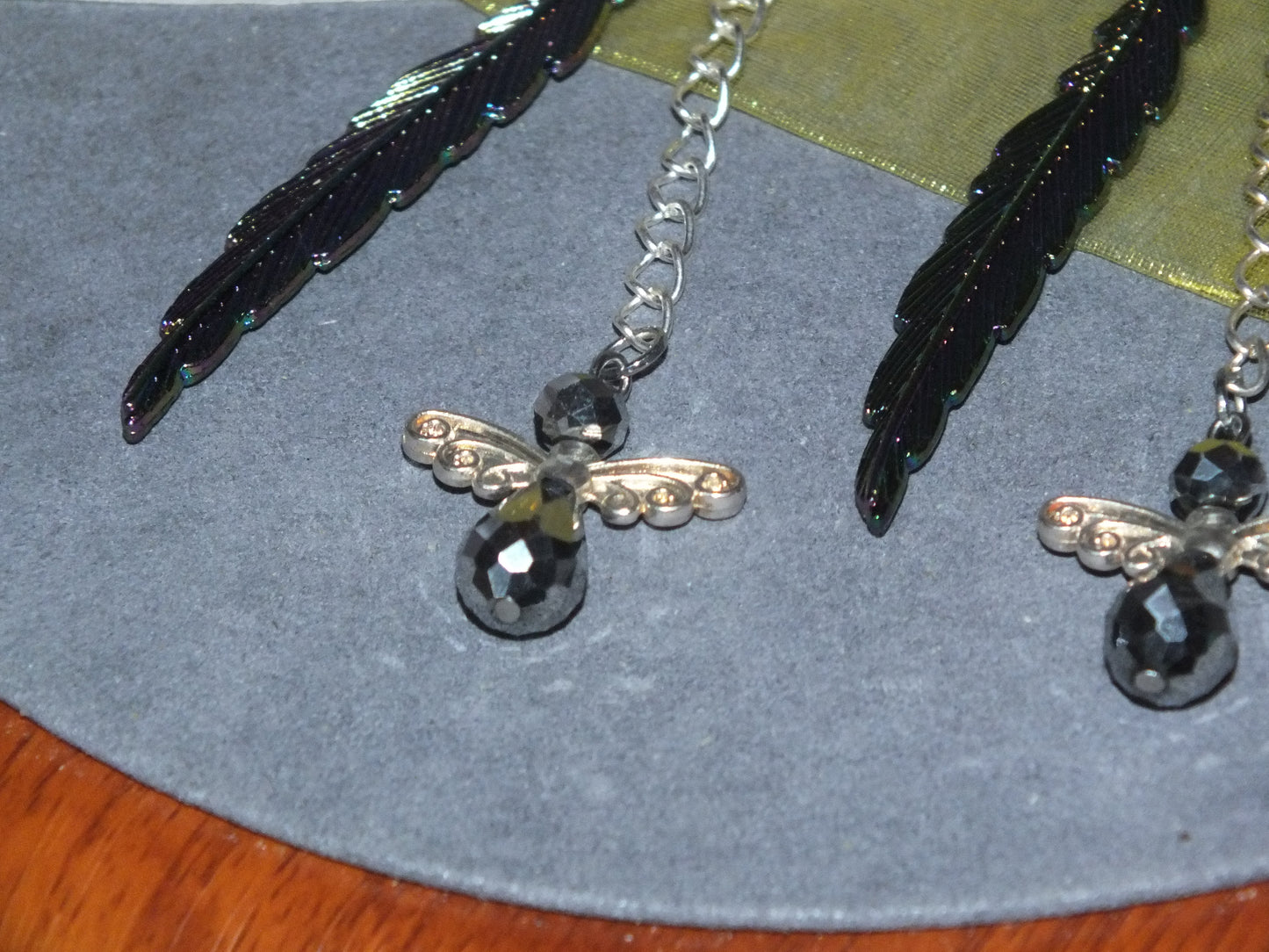 Set of 2 Handmade Angel Feather Bookmarks - Faceted