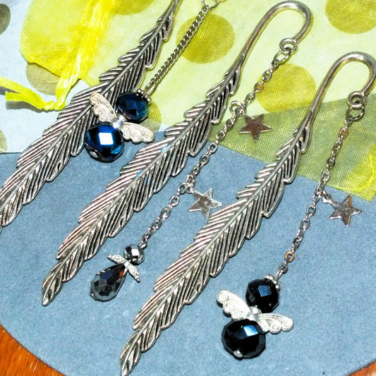 Set of 3 Handmade Angel Feather Bookmarks - Large Faceted Mix