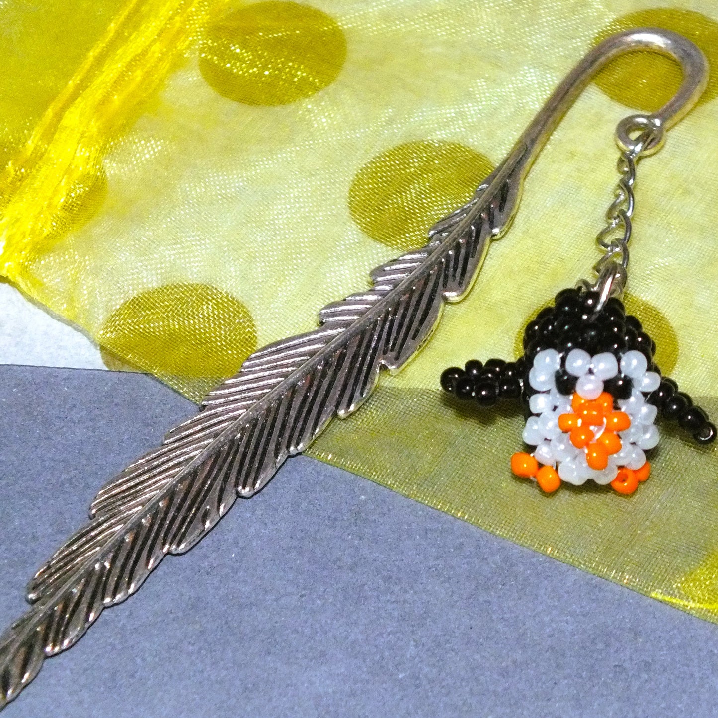 Handmade Beaded Penguin Bookmark Gift