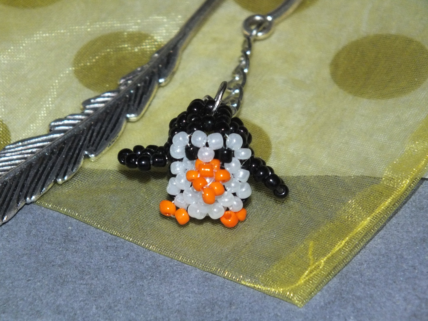 Handmade Beaded Penguin Bookmark Gift
