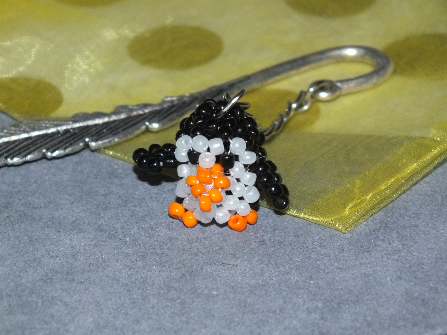 Handmade Beaded Penguin Bookmark Gift