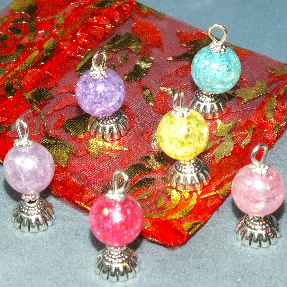 6pcs Handmade Crystal Ball Charms (mixed)