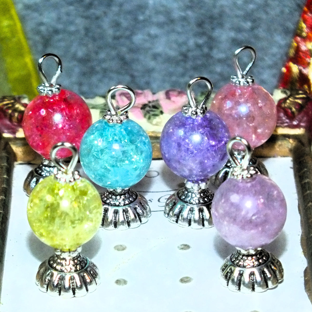 6pcs Handmade Crystal Ball Charms (mixed)
