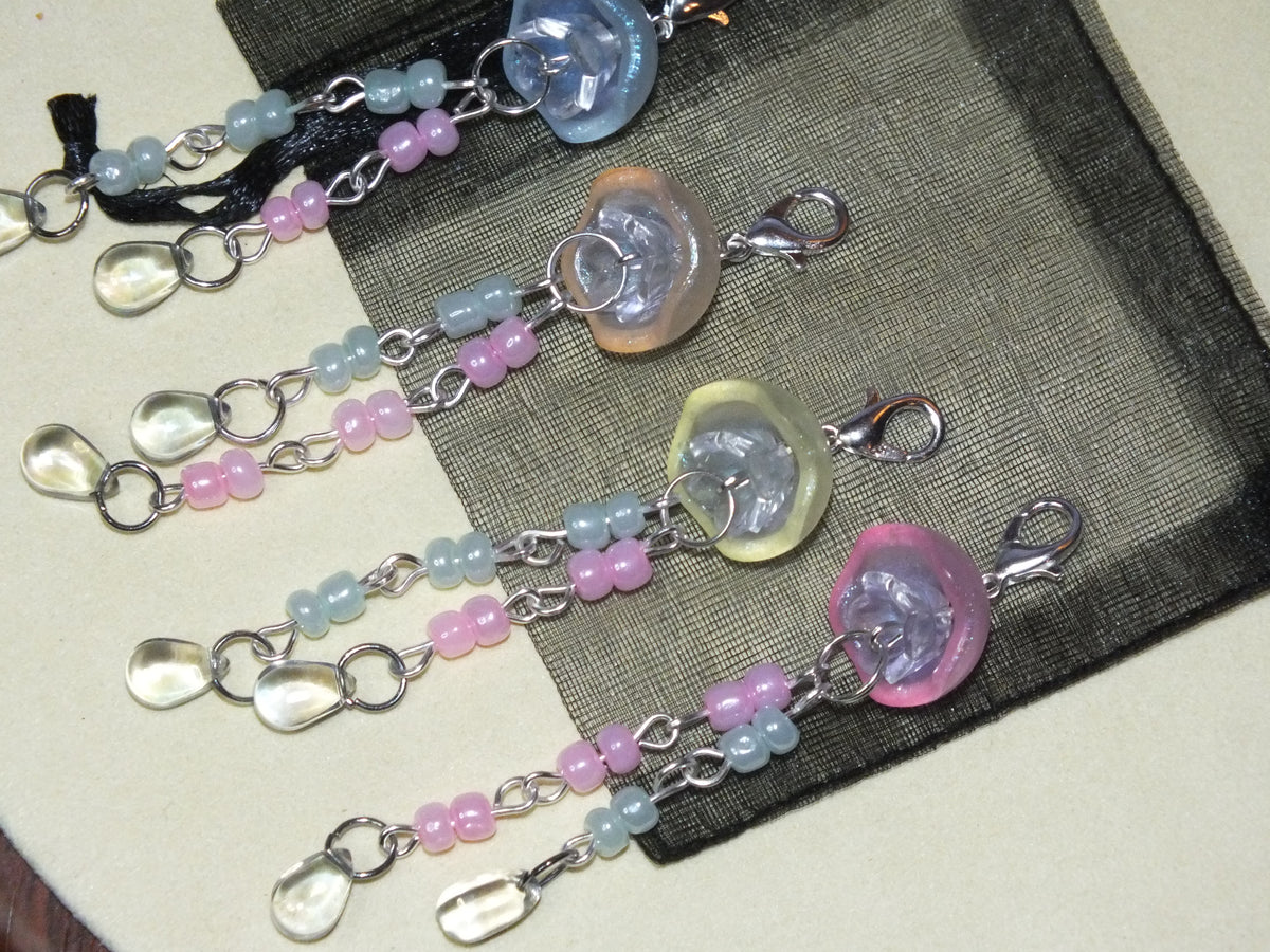 Set of 4 Jellyfish Glow In The Dark Handmade Dangle Charms