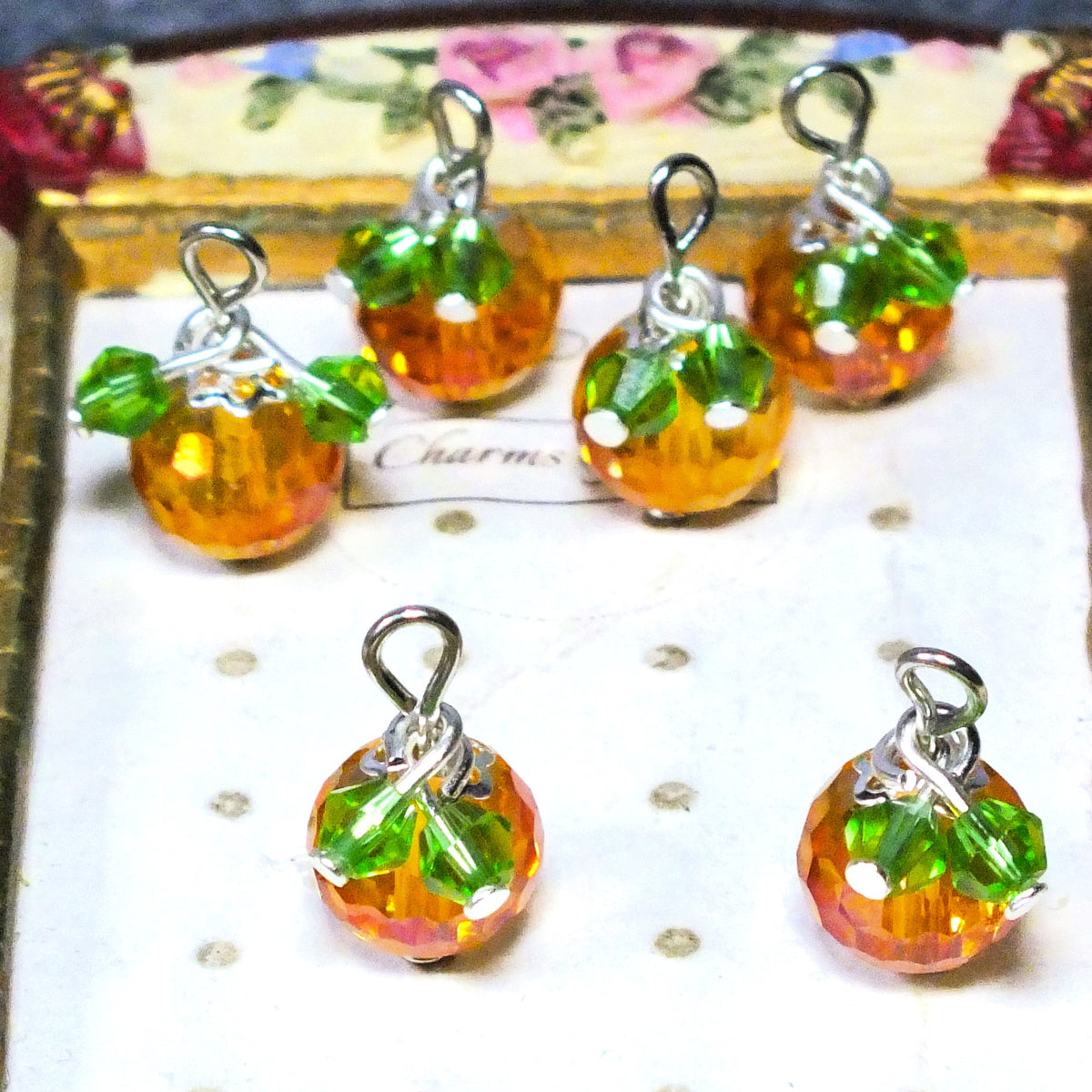 6 ~ 30pcs Handmade Pumpkin Charms, Glass Halloween Gifts