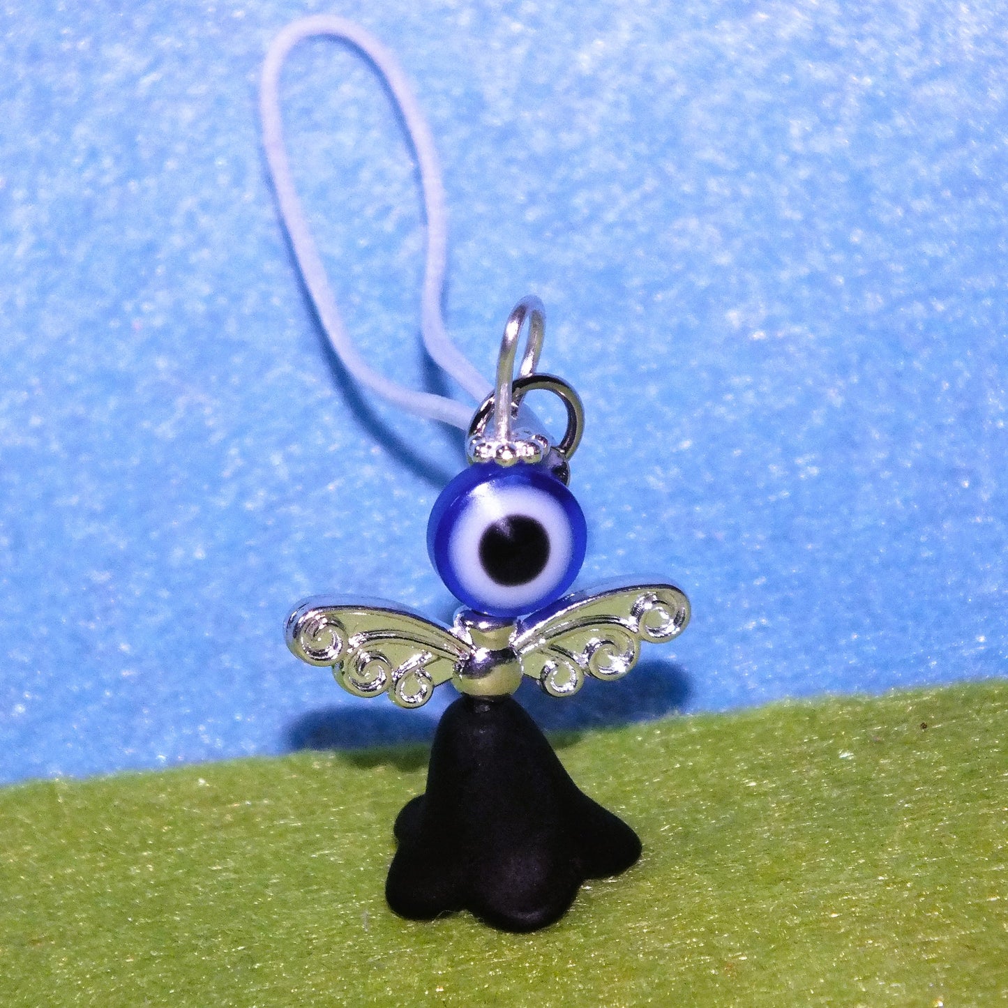 6 mixed Halloween Evil Eye angel charms on lanyards