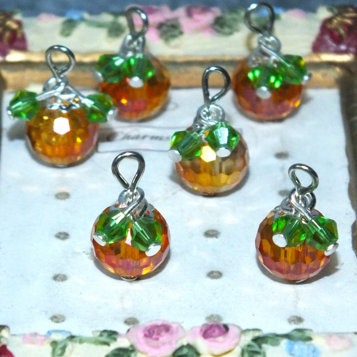 6 ~ 30pcs Handmade Pumpkin Charms, Glass Halloween Gifts
