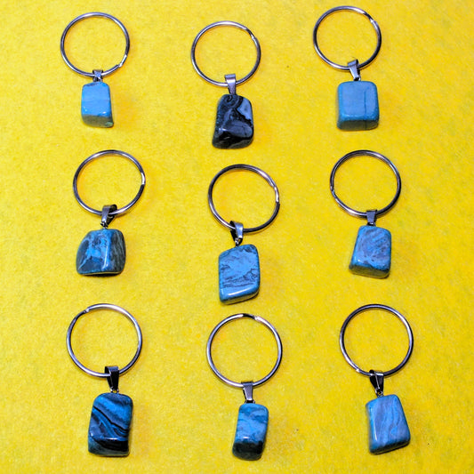 9pcs semiprecious stone keyrings (synthetic turquoise?)