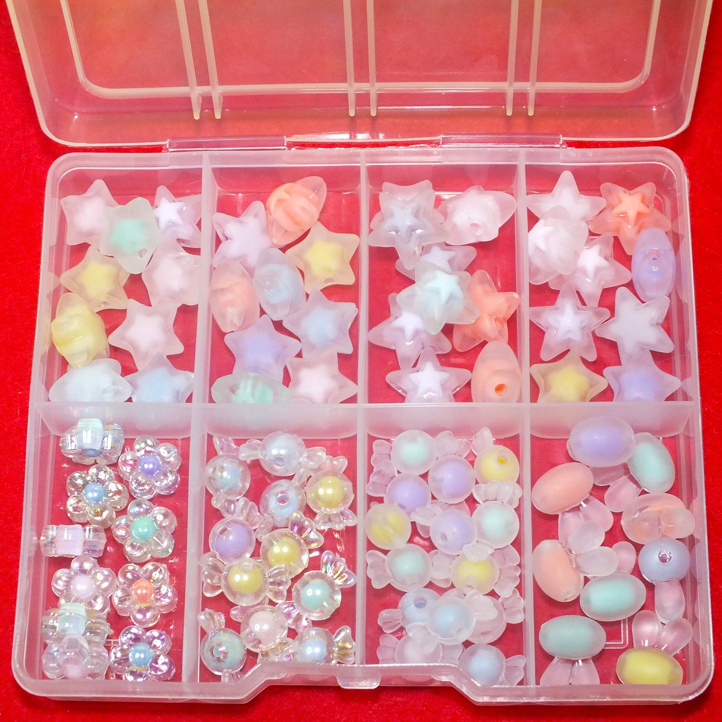 Bead-in-bead assortment box - stars, flowers, candy sweets, rabbits