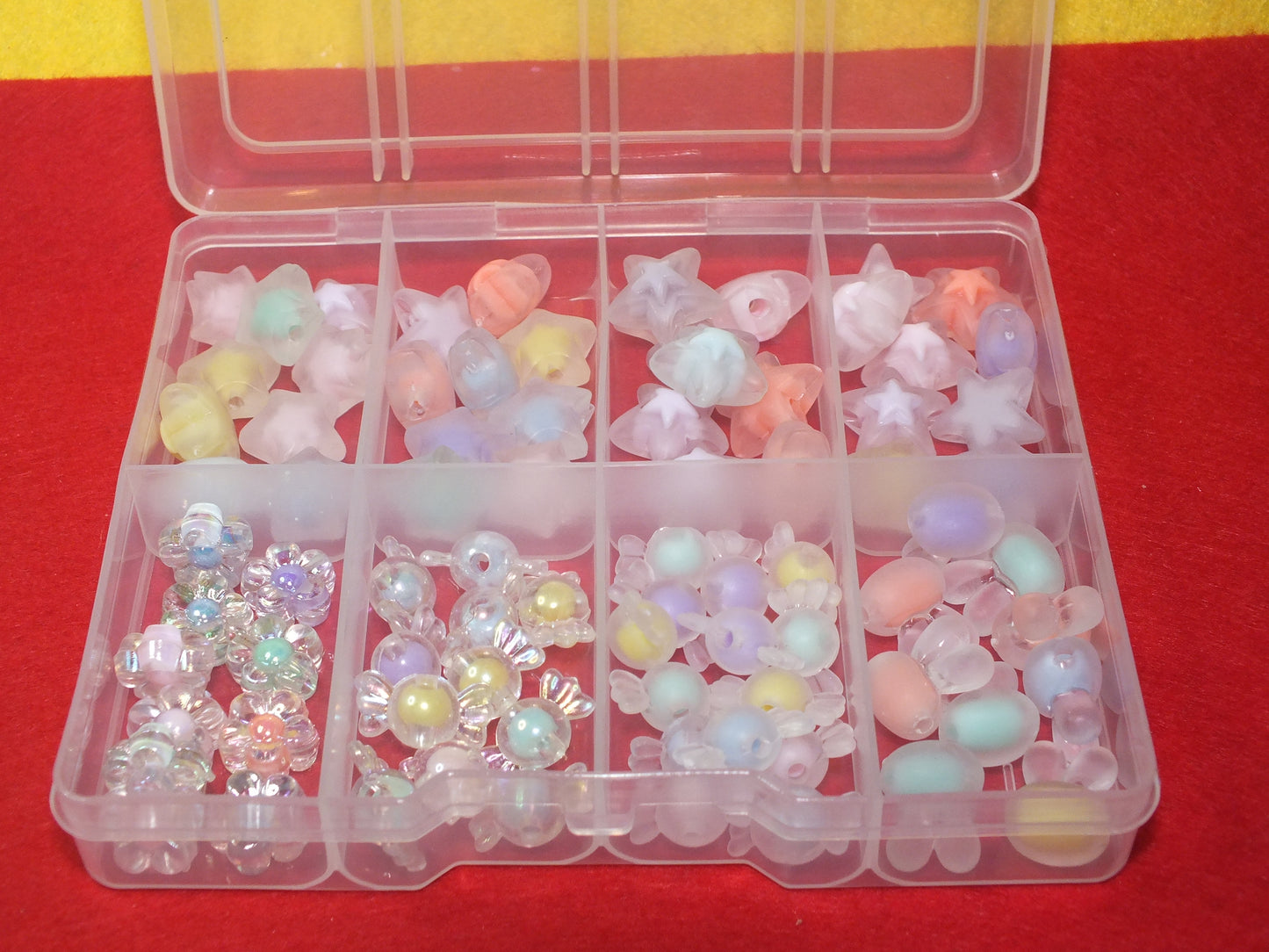 Bead-in-bead assortment box - stars, flowers, candy sweets, rabbits