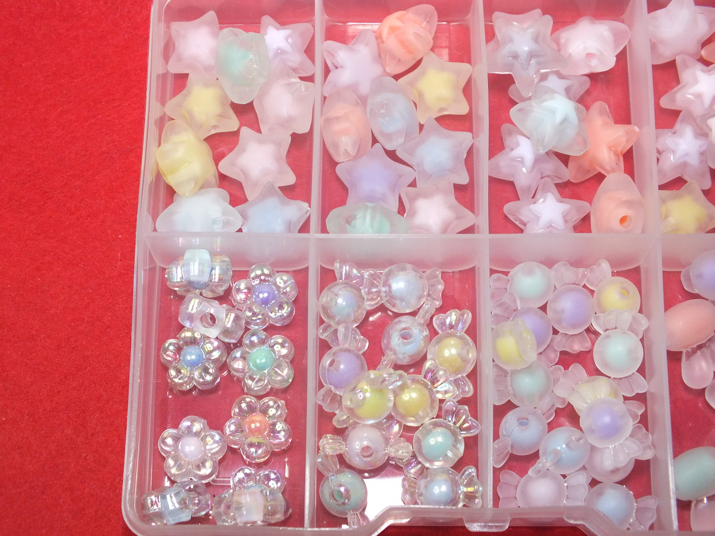 Bead-in-bead assortment box - stars, flowers, candy sweets, rabbits