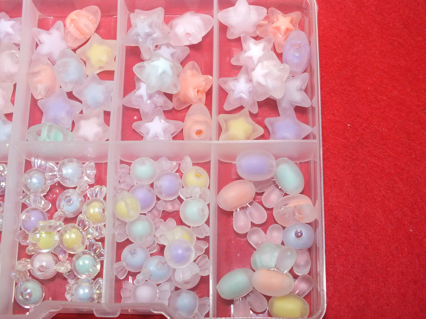 Bead-in-bead assortment box - stars, flowers, candy sweets, rabbits