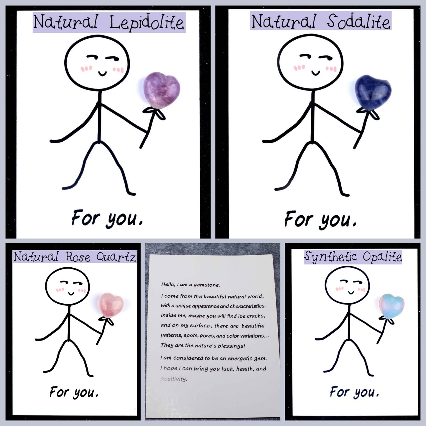 Gemstone heart pocket hug - friendship / love token (Flower style)