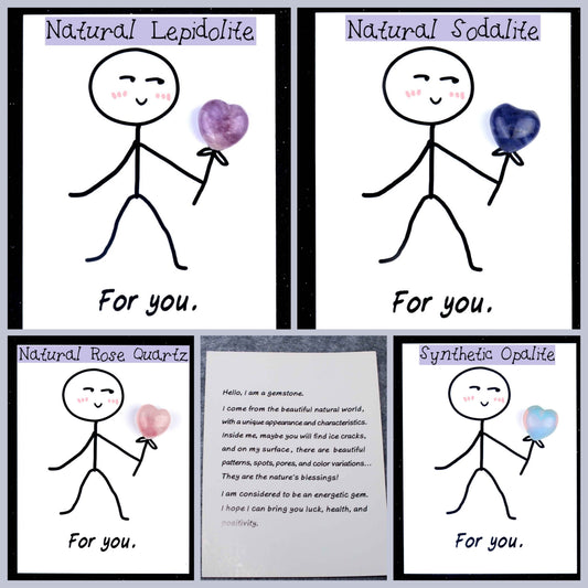 Gemstone heart pocket hug - friendship / love token (Flower style)