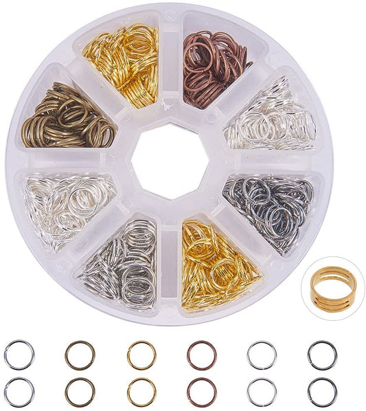 600pcs 10mm jump rings + jump ring opening tool - 6 colours